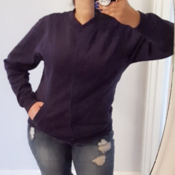 Blair Tops - 🍃Cozy Warm🍁 Navy Sweatshirt Front Snap